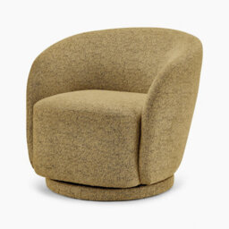 Furniturebox Uk Romilly Mustard Yellow Fabric Swivel Accent Tub Chair - thumbnail 3