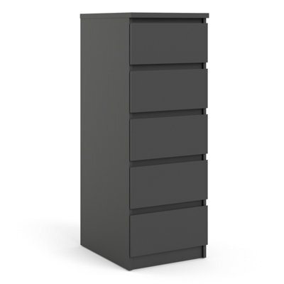 Furniture To Go Naia Narrow Chest Of 5 Drawers In Black Matt (W) 40.2 X (H) 111.3 X (D) 50Cm - image 1