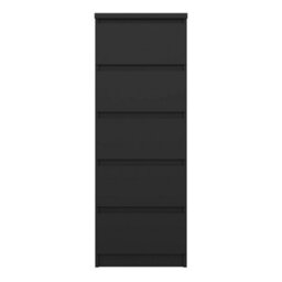 Furniture To Go Naia Narrow Chest Of 5 Drawers In Black Matt (W) 40.2 X  (H) 111.3 X (D) 50Cm - thumbnail 3
