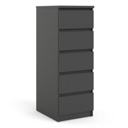 Furniture To Go Naia Narrow Chest Of 5 Drawers In Black Matt (W) 40.2 X  (H) 111.3 X (D) 50Cm - thumbnail 1