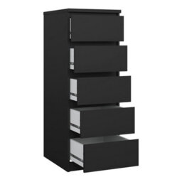 Furniture To Go Naia Narrow Chest Of 5 Drawers In Black Matt (W) 40.2 X  (H) 111.3 X (D) 50Cm - thumbnail 5