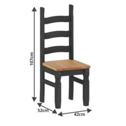 Mercers Furniture Corona Charcoal Dark Grey Small Extending Dining Table & 4 Chairs Set Solid Wood Mexican Pine Wooden - thumbnail 6