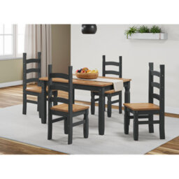 Mercers Furniture Corona Charcoal Dark Grey Small Extending Dining Table & 4 Chairs Set Solid Wood Mexican Pine Wooden - thumbnail 1