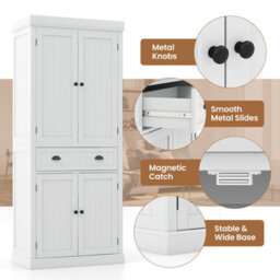 Costway 183Cm Tall Storage Cabinet 2 Doors Display Organizer Freestanding Pantry Cupboard - thumbnail 6