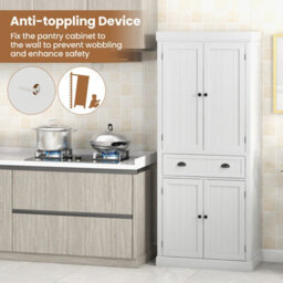 Costway 183Cm Tall Storage Cabinet 2 Doors Display Organizer Freestanding Pantry Cupboard - thumbnail 5