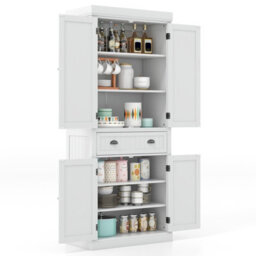 Costway 183Cm Tall Storage Cabinet 2 Doors Display Organizer Freestanding Pantry Cupboard - thumbnail 2