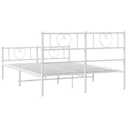 Berkfield Metal Bed Frame With Headboard And Footboard White 160X200 Cm - thumbnail 7