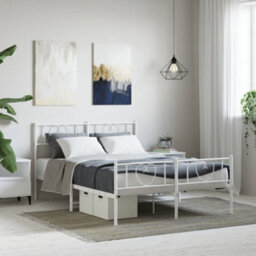 Berkfield Metal Bed Frame With Headboard And Footboard White 160X200 Cm - thumbnail 1