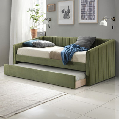 Sanderson Olive Green Upholstered Day Bed Including Underbed - image 1
