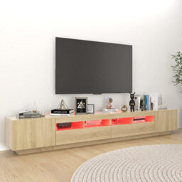 Walplus Tv Cabinet With Led Lights Sonoma Oak 260X35X40 Cm - thumbnail 4