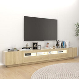 Walplus Tv Cabinet With Led Lights Sonoma Oak 260X35X40 Cm - thumbnail 3