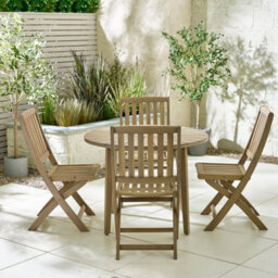 Furnitureboxuk Tari Wooden Garden Table & Chairs, 4 Seater Patio Outdoor Dining Set, Round Wood Garden Table And Chairs Set - thumbnail 3