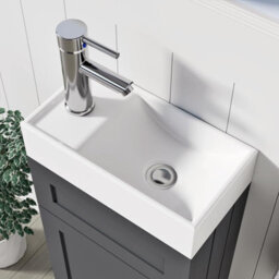 Belofay 400mm Bathroom Vanity Units With Basin With White Ceramic Bathroom Sink Soft Close Hinges & 1 Tap Hole (Crawley Grey) - thumbnail 4