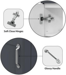 Belofay 400mm Bathroom Vanity Units With Basin With White Ceramic Bathroom Sink Soft Close Hinges & 1 Tap Hole (Crawley Grey) - thumbnail 6