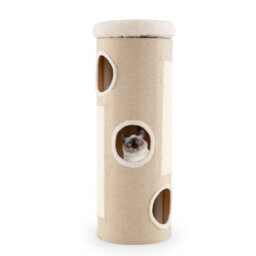Costway 4-Story Cat House Elevated Cat Cave Bed For Multiple Cats-Natural - thumbnail 9