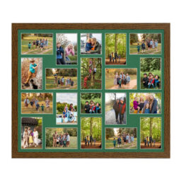 AK Frames 80X70Cm Dark Oak Modern Multi Photo Frame With Emerald Mount - Holds 20 Apertures (18X) 6X4, (2X) 4X4 Photos