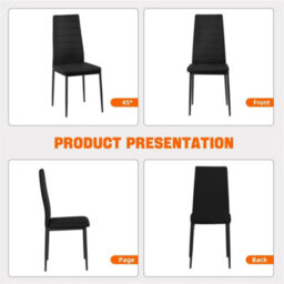 New Set Of 4  Dining Chairs Padded Seat High Back Metal Legs Home Furniture - thumbnail 5