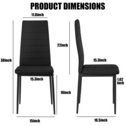 New Set Of 4  Dining Chairs Padded Seat High Back Metal Legs Home Furniture - thumbnail 2