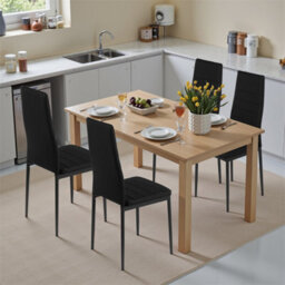New Set Of 4  Dining Chairs Padded Seat High Back Metal Legs Home Furniture - thumbnail 7