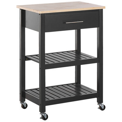 Beliani Kitchen Trolley Hiuma Wood Black - image 1