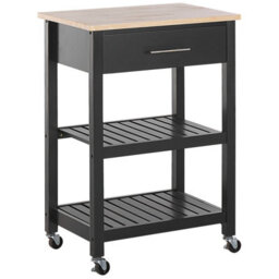 Beliani Kitchen Trolley Hiuma Wood Black - thumbnail 1
