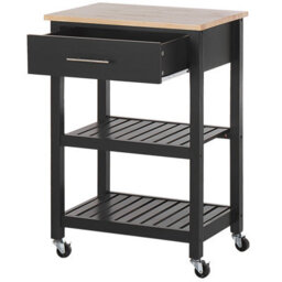Beliani Kitchen Trolley Hiuma Wood Black - thumbnail 5