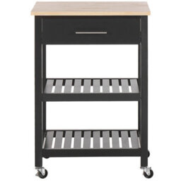 Beliani Kitchen Trolley Hiuma Wood Black - thumbnail 4