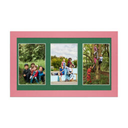 AK Frames 40X20Cm Pastel Pink Modern Multi Photo Frame With Emerald Mount - Holds 3 Apertures (3X) 6X4 Photos