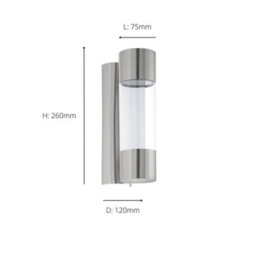 Eglo Robledo Cylindrical Steel/plastic Led Outdoor Wall Light - thumbnail 3