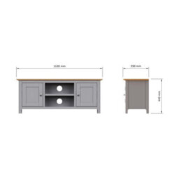 Fwstyle Taberno 2 Door Dove Grey & Oak Ready Assembled Tv Unit Media Stand (H) 44 (W) 110 (D) 35Cm - thumbnail 9
