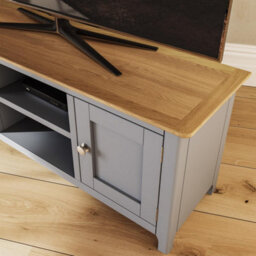 Fwstyle Taberno 2 Door Dove Grey & Oak Ready Assembled Tv Unit Media Stand (H) 44 (W) 110 (D) 35Cm - thumbnail 4