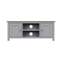Fwstyle Taberno 2 Door Dove Grey & Oak Ready Assembled Tv Unit Media Stand (H) 44 (W) 110 (D) 35Cm - thumbnail 6