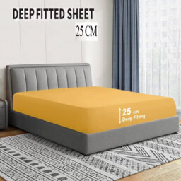 Ameha Ochre Fitted Sheet Anti Allergic Extra Deep 25 Cm Bedsheet Single Microfiber Hypoallergenic Durable Bedsheet(91X190Cm) - thumbnail 1