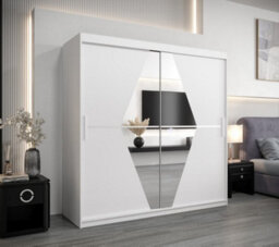Arte Boliwia Contemporary 2 Mirrored Sliding Door Wardrobe 9 Shelves 2 Rails White (H)2000mm (W)2000mm (D)620mm - thumbnail 2