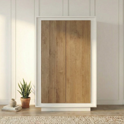 FurniComp LTD Furnicomp Berlin 2 Door 106Cm Matt White And Mercure Oak Highboard/tall Sideboard - image 1