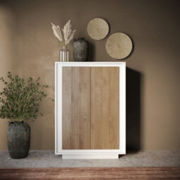 FurniComp LTD Furnicomp Berlin 2 Door 106Cm Matt White And Mercure Oak Highboard/tall Sideboard - thumbnail 4