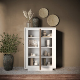FurniComp LTD Furnicomp Berlin 2 Door 106Cm Matt White And Mercure Oak Highboard/tall Sideboard - thumbnail 5