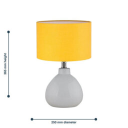 First Choice Lighting Set Of 2 Tuscan White Ceramic Lamps With Ochre Shade - thumbnail 8