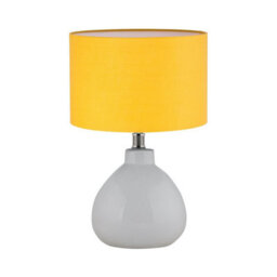 First Choice Lighting Set Of 2 Tuscan White Ceramic Lamps With Ochre Shade - thumbnail 2