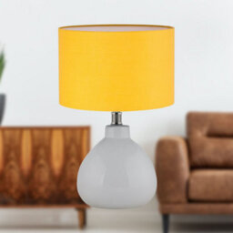 First Choice Lighting Set Of 2 Tuscan White Ceramic Lamps With Ochre Shade - thumbnail 6