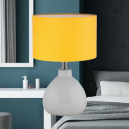 First Choice Lighting Set Of 2 Tuscan White Ceramic Lamps With Ochre Shade - thumbnail 7