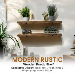 MKGT Narrow Rustic Shelf, 15Cm Deep Solid Wood Wall Shelf With Black Brackets (Walnut, 40Cm) - thumbnail 5