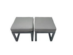 Fimous Outdoor Garden Furniture Set Aluminium Lounge 3 Seat Sofa Oblong Coffee Table Sets With 4 Stools 2 Side Tables Dark Grey - thumbnail 7