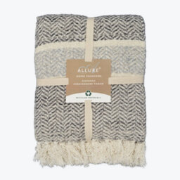 Allure Bath Fashions Chenille Herringbone Throw Blanket - Grey, 150 X 200Cm - thumbnail 3