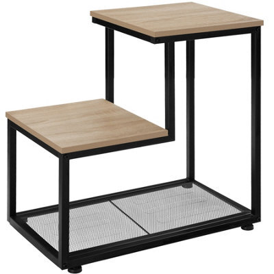 Tectake Bedside Table Halifax - Industrial Style, With 2 Shelves, Grid Shelf, 60.5 X 35.5 X 60.5 Cm - Industrial Wood Light, Oak Sonoma - image 1
