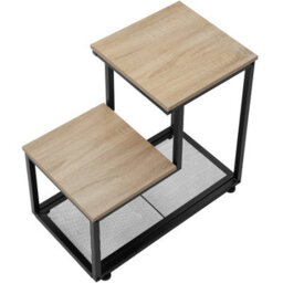 Tectake Bedside Table Halifax - Industrial Style, With 2 Shelves, Grid Shelf, 60.5 X 35.5 X 60.5 Cm - Industrial Wood Light, Oak Sonoma - thumbnail 4