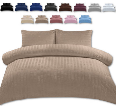 TheWhiteWater Limited Duvet Cover Set Seersucker Single/double/king/super King Bedding Set - Duvet Cover + Matching Pillowcase - Latte Beige - image 1