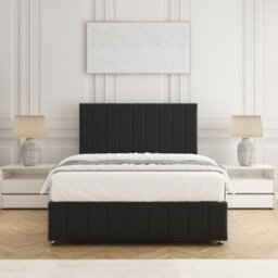 Bsspoke Sierra Divan Bed Set In Black Plush Velvet 24Inch Headboard & Footboard 4 Drawers & Mattress In Double King 4Ft 6Ft - thumbnail 2