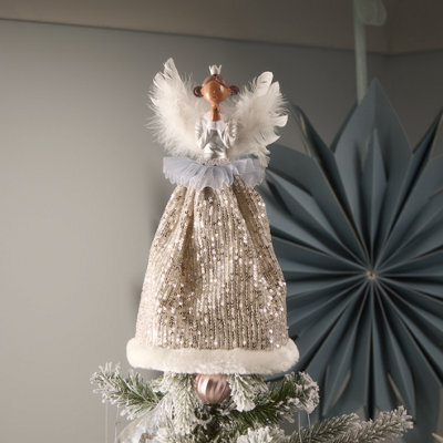 Premier Decorations Limited Silver Angel With Sequins Christmas Tree Topper - image 1