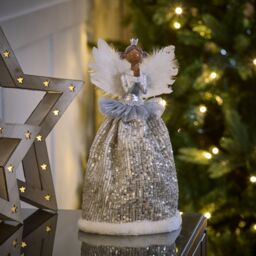 Premier Decorations Limited Silver Angel With Sequins Christmas Tree Topper - thumbnail 4